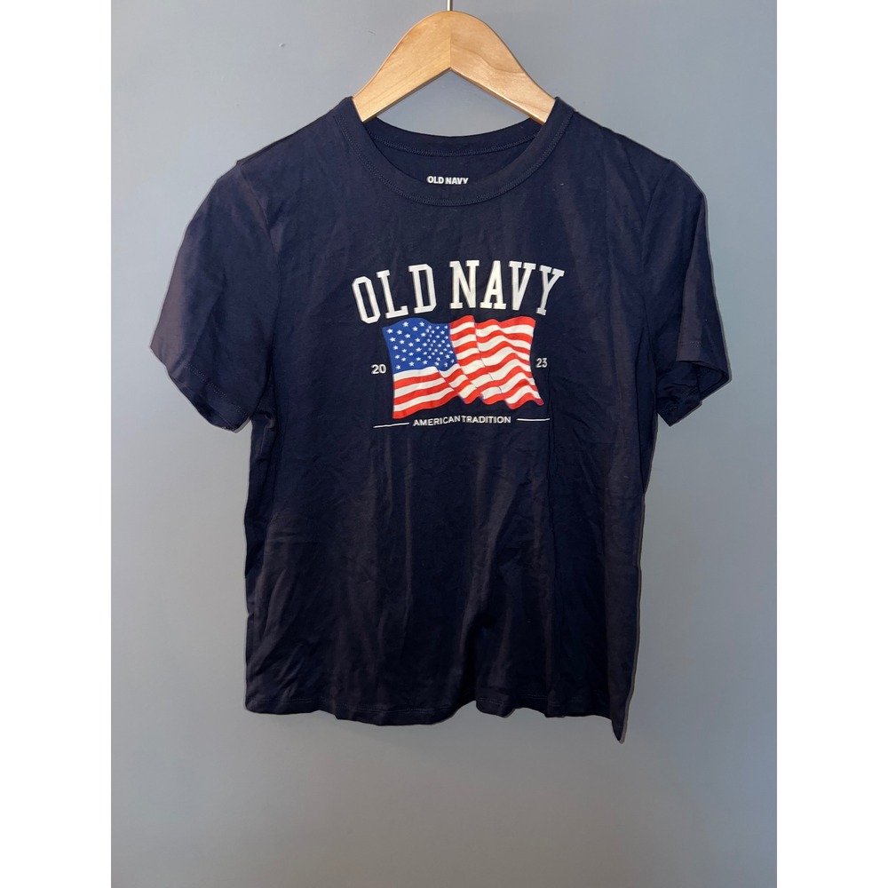Old Navy Mens‎ Navy Blue American Flag Graphic T-Shirt 2023 American Tradition S